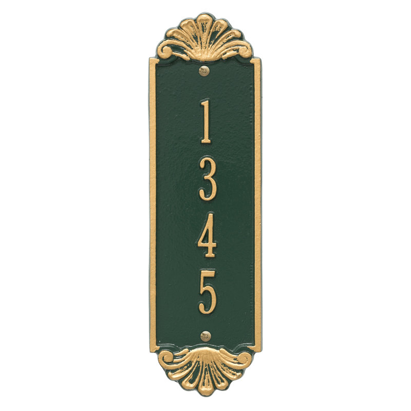 Plaque d'adresse murale personnalisée 4 lignes Hagen, Vert/doré
