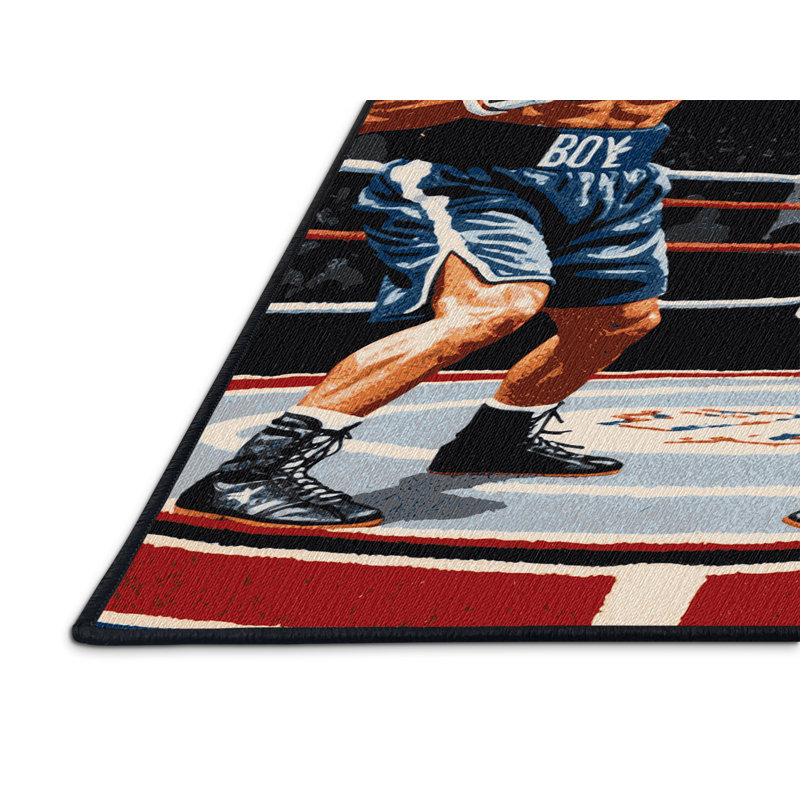  Washable Boxing Sports Area Rug, Rectangulaire 3 pi x 5 pi