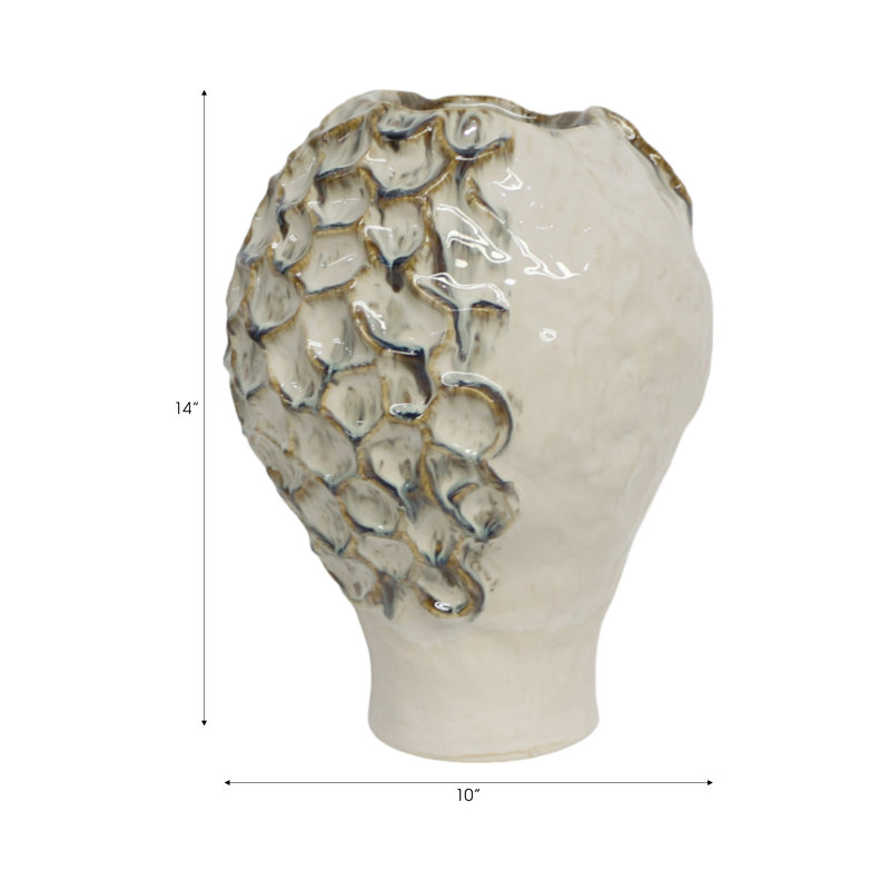  Grand vase en céramique Koss, H 14 po x l 10 po x P 10 po