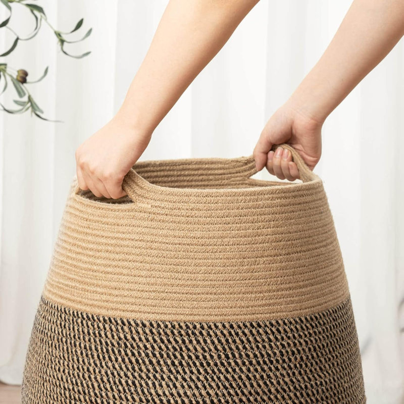 Laundry Basket with Handles, Black/Brown