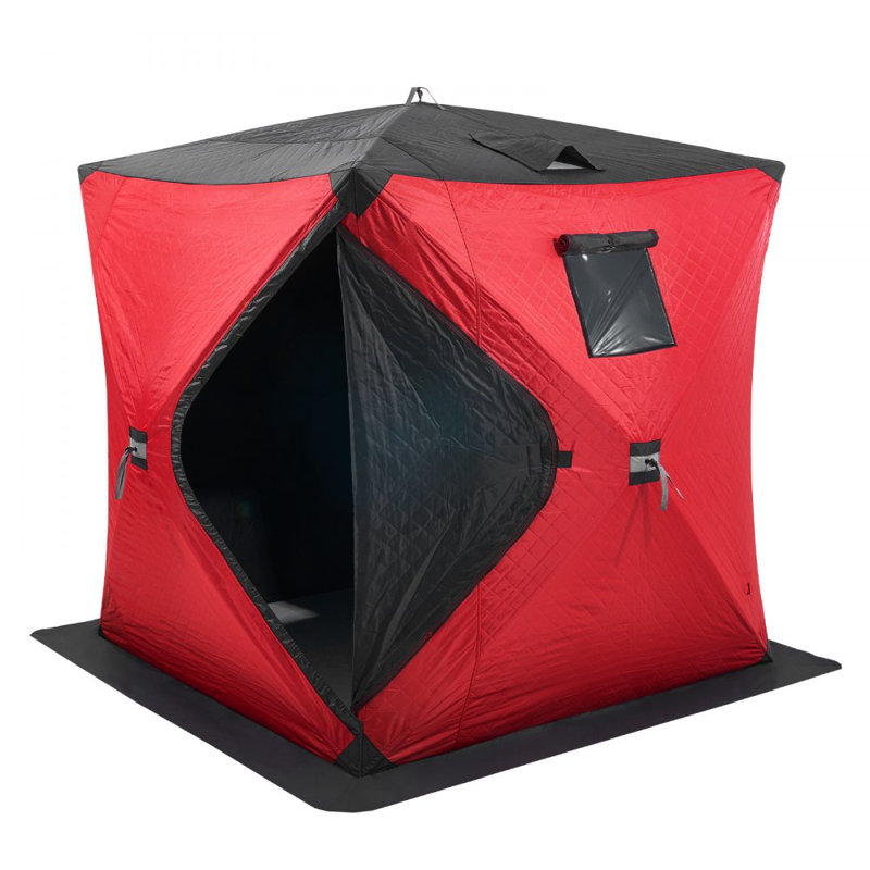 Tente de pêche portative Ourty, 4, H 78,75 po x l 70,80 po x P 70,80 po, Rouge / Noir