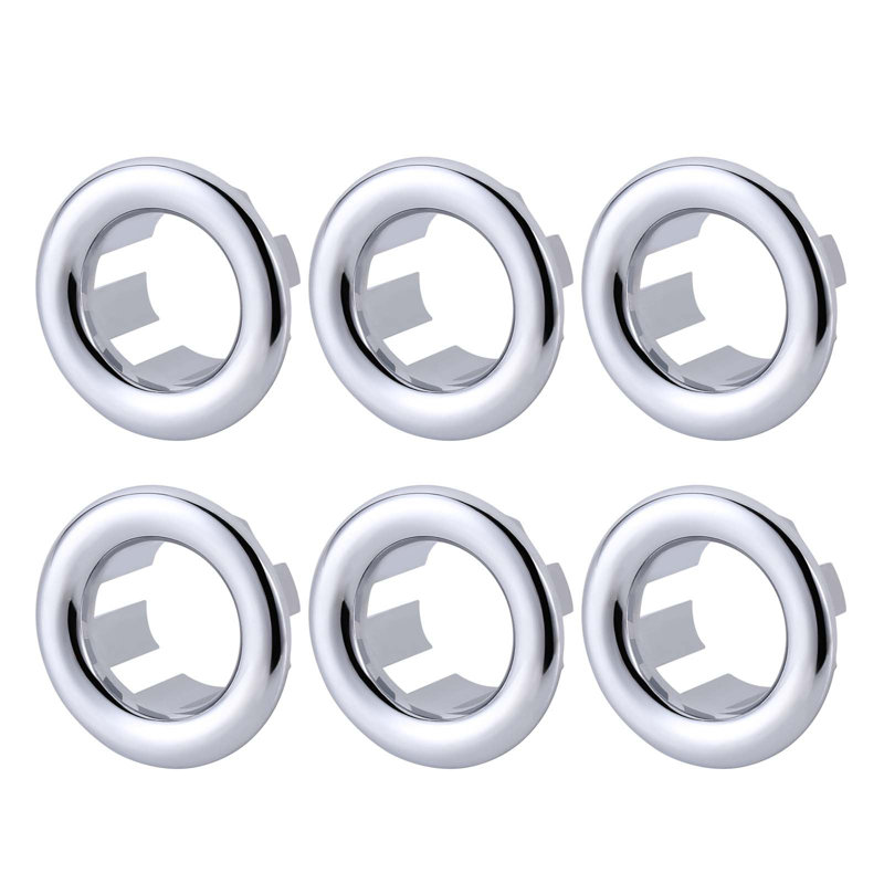 6Pcs Overflow Ring, Bathroom Sink Hole Trim Cover In Polished Chrome, Polished Chrome