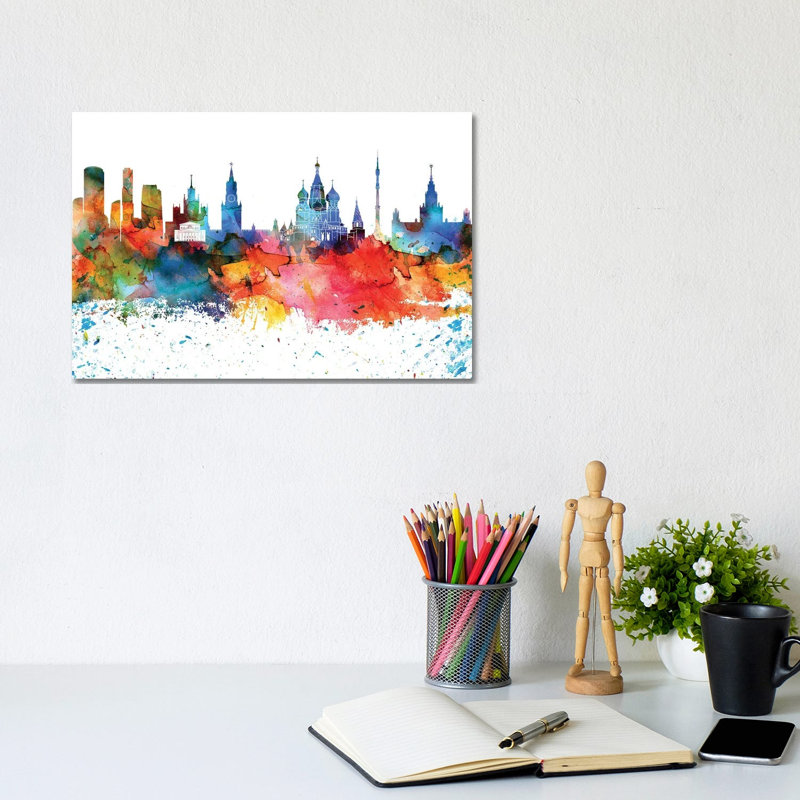 Moscow Skyline - Wrapped Canvas Painting, 20.32 cm H x 30.48 cm W