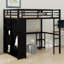 Structure de lit mezzanine en métal avec garde-robe intégrée, bureau et tablettes de rangement-1581776954-1581776955