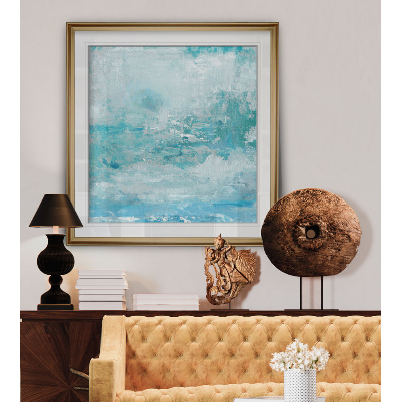 Aqua Skies - reproduction d'art, H 23 po x l 23 po x P 1,5 po, Cadre doré