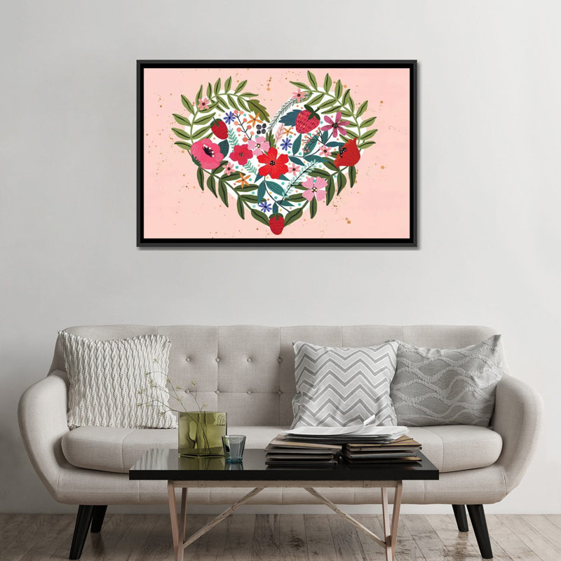 « love ii », reproduction d’impression sur toile, H 18 po x l 26 po x P 1,5 po, Toile avec cadre noir, Pas de tapis