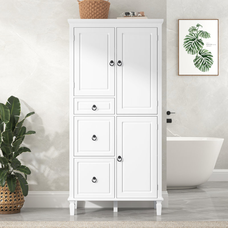 Armoire de rangement rétro multifonctionnelle avec tablettes réglables