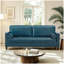 Canapé en cuir de style classique, similicuir respirant avec coussin de siège capitonné, pieds en bois massif pour le salon, bleu marine-1616027209