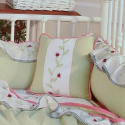 Ladybugs Embroidered Cotton Blend Throw Pillow