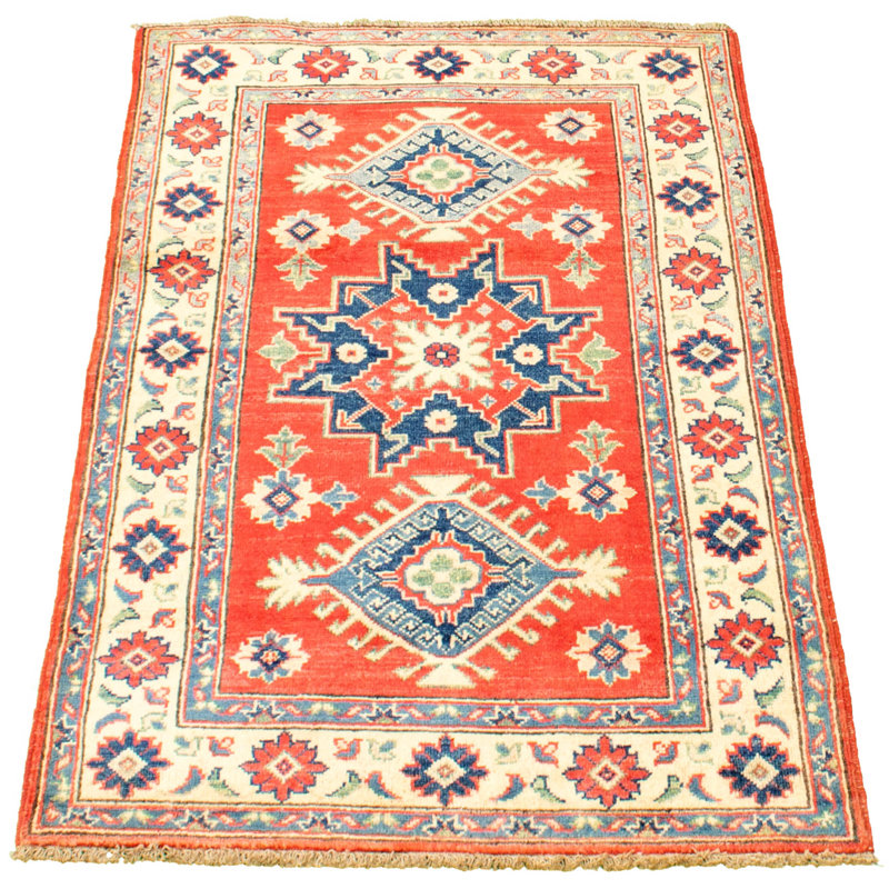 Tapis unique en laine noué à la main gazni doré des années 2010 de 3 pi 3 po x 4 pi 8 po Qaiden