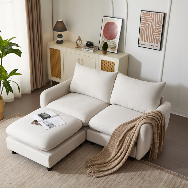 Ryder Modular Sectional Sofa, 34" H x 69" W x 67" D, White Sand Polyester Blend