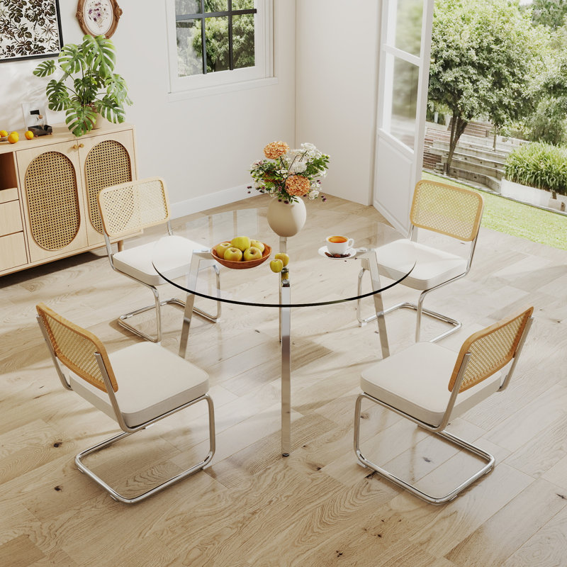 Ensemble de salle à manger 5 pièces, H 29,5 po x L 42 po x l 42 po, Beige