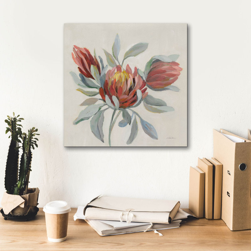 «Field Bloom I» par Silvia Vassileva, art mural sur toile, H 18 po x l 18 po x P 0,5 po
