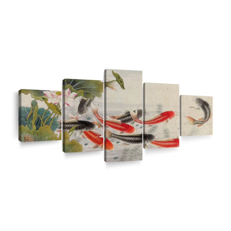 «Japanese Koi Pond», reproduction d'art sur toile, H 34 po x l 74 po x P 1,25 po