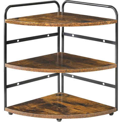 Corner Shelf,Wood Kitchen Spice Organizer,Brown TWJ002H | Bathroom Counter Organizer 3-Tier Spice Rack for Small Spaces Cosmetic Storage Perfume Holder Adjustable Height