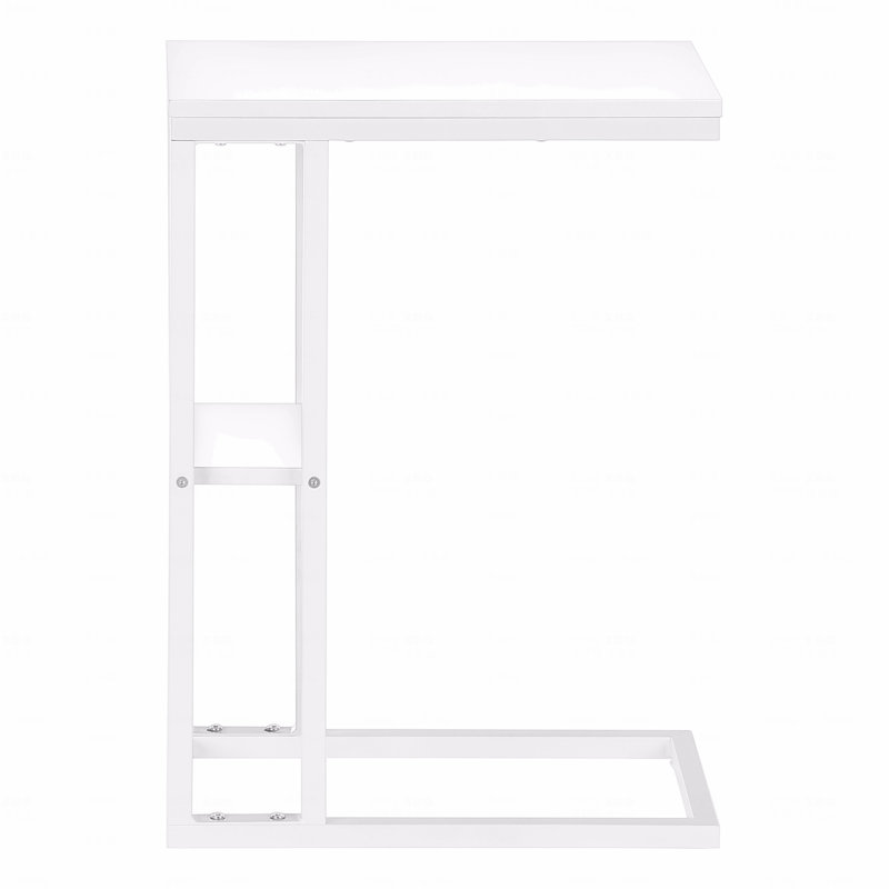 Table d'appoint, en forme de C, bout, côté, collation, stratifié, métal, contemporain, moderne, Blanc
