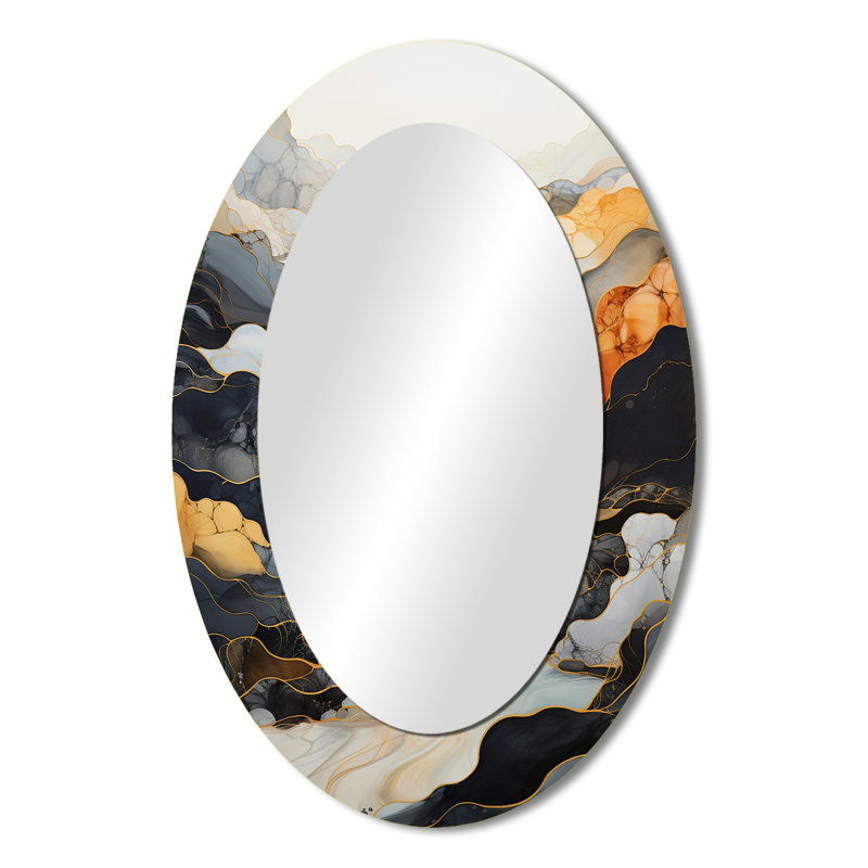Miroir mural ovale sur métal en forme de ruisseau sans fin III, 36 po x 24 po
