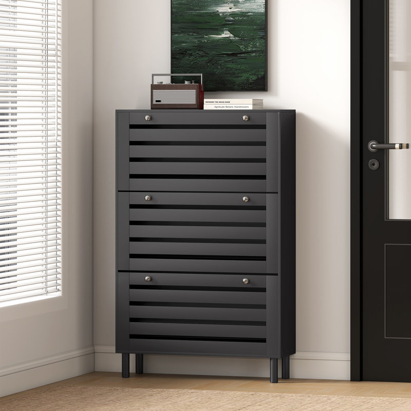 Armoire à chaussures avec tablettes réglables, noir