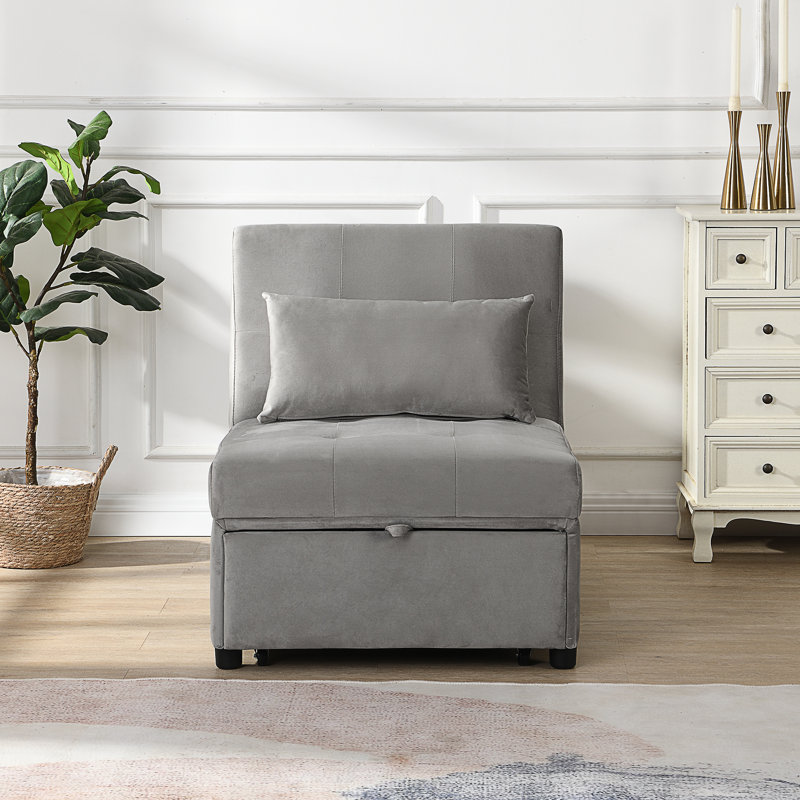 Canapé-lit pliant avec repose-pieds gris, Gris