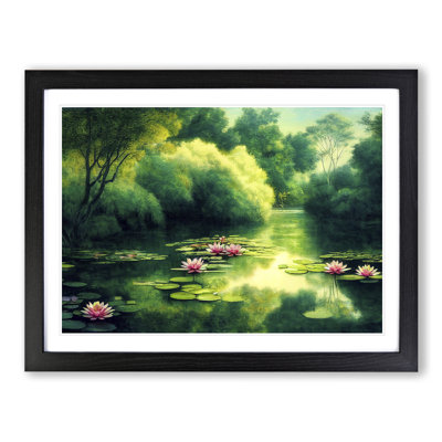 Shimmering Water Lily Pond - Framed Print