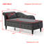 Chaise longue en velours gris avec pieds en bois massif et rangement spacieux-1370155935