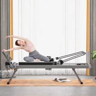 Pilates Reformer Machine For Home Gym Workout, Foldable Pilates Equipment With High Strength Alloy Springs For Beginners, Up To 330Lbs