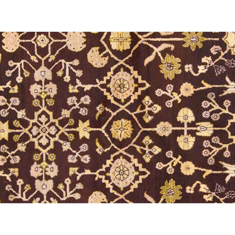 Hand Knotted Wool Oriental Area Rug in Wine And Gold
