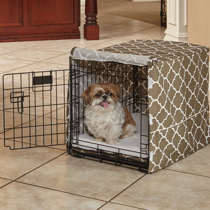 24-Inch Brown Geometric Dog Crate Cover