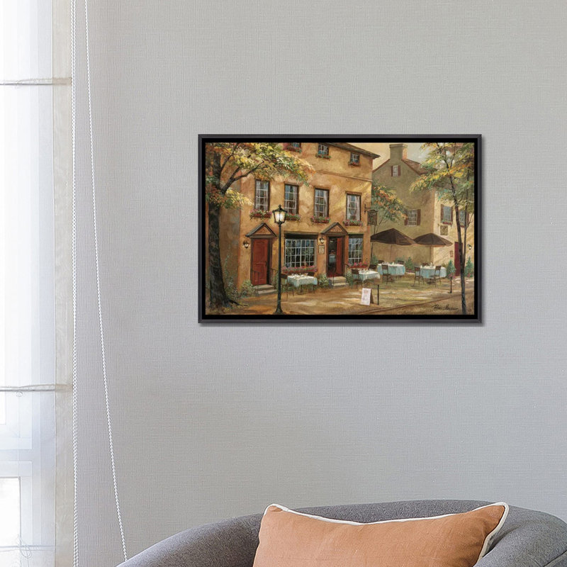 Colleen's pub par Ruane Manning - reproduction d'art, H 18 po x l 26 po x P 1,5 po, Toile avec cadre noir patiné, Aucun mat