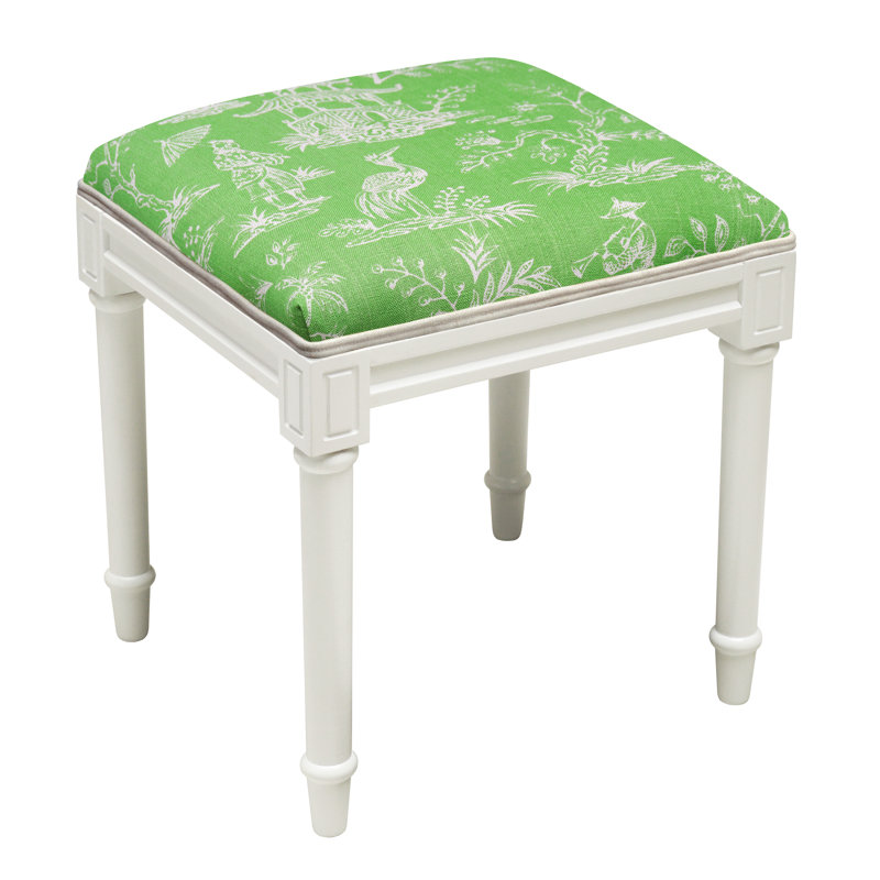 Tabouret de coiffeuse en bois massif Vansickle, Vert