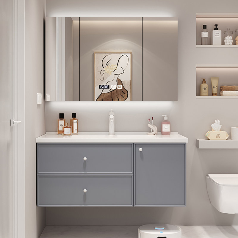 Cream style simple vanitie bathroom cabinet, Gray, 19.7" H x 47.2" W x 19.7" D