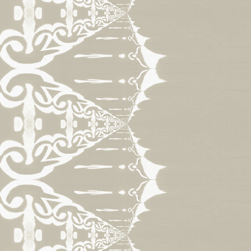 Elizabeth | Papier peint orné à rayures , Blanc / beige