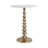 Round White Marble Metal Accent Table with Sculpted Base Boho Glam Side Table for Living Room, Bedroom, or Office 22" Gold.