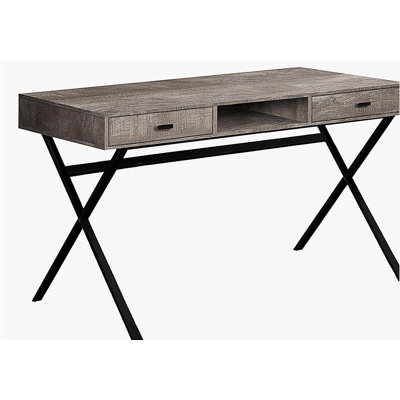 Bureau d'ordinateur, bureau personnel, ordinateur portable, tiroirs de rangement, l 48 po, travail, stratifié beige, métal noir, contemporain, moderne