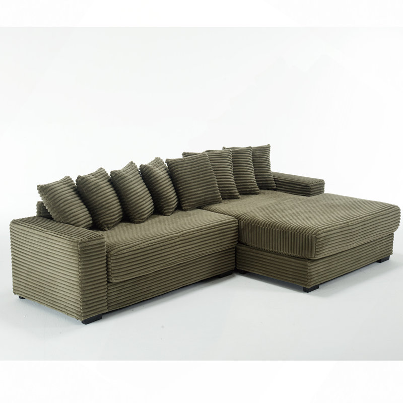 Canapé en velours côtelé modulaire à compression, Velours côtelé vert, Face à la droite
