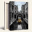 «Yellow Boat Under Stone Bridge» en noir et blanc, art mural sur toile-132732984
