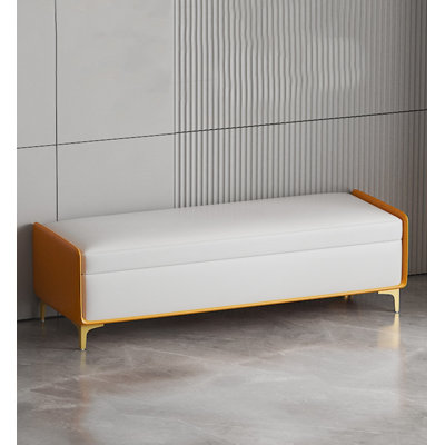 Contrasting Color Nappa Cat Claw Leather Storage Ottoman