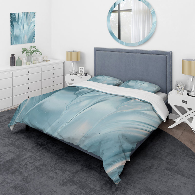 Blue Modern Water III - Ensemble de housse de couette transitionnelle moderne - Polyester en microfibre