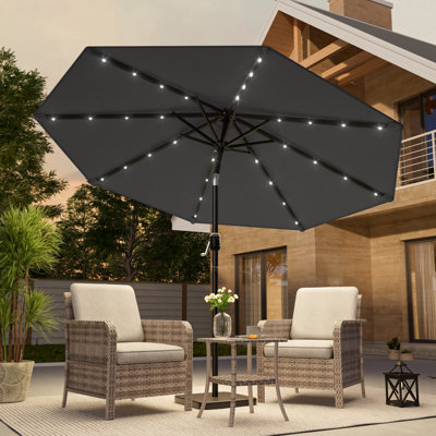 Parasol de marché avec lumières solaires, parasol de table pour la terrasse