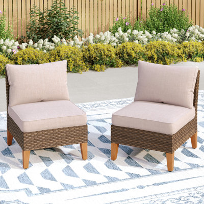 Premium All-Weather Wicker Outdoor Armless Lounge Chair