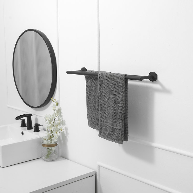5-Piece Bath Hardware With Towel Bar Towel Rack Towel Hook Toilet Paper Holder And Towel Ring Set In Matte Black, Matte Black