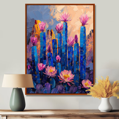 Cactus Grace III avec fleurs roses et bleues - cactus floral