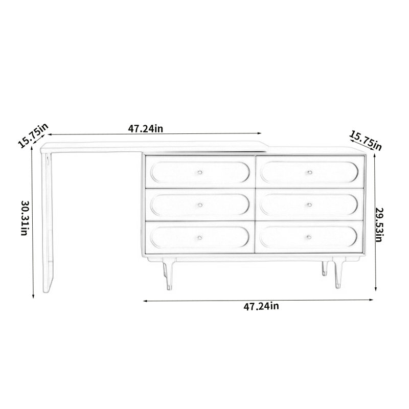 Commode simple en bois massif, Crème / blanc