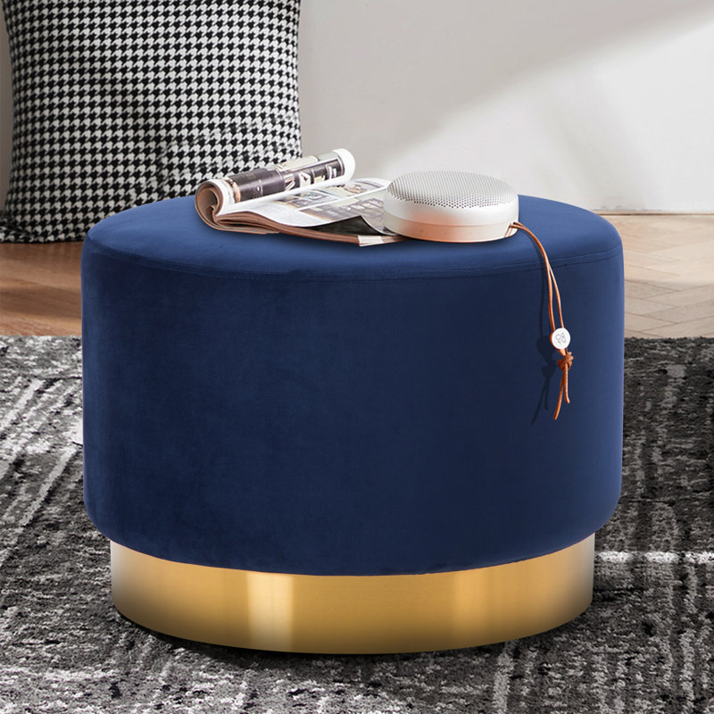 Arfhlaith Upholstered Pouf, Blue Velvet 