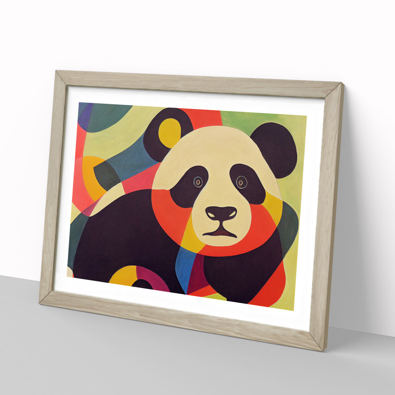 Abstract Panda Vol.1 - Framed Print, 25cm H x 34cm W x 2cm D, Oak