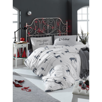 Ensemble de housse de couette 100% coton gris / blanc / noir Keiper