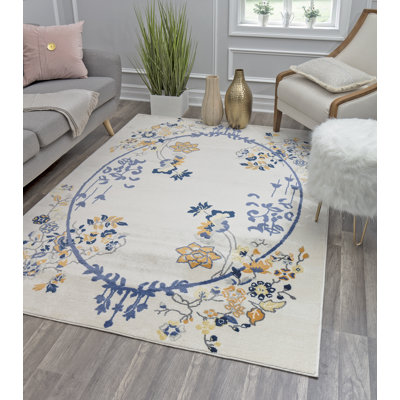 Valentina Floral Gold Magnolia Area Rug