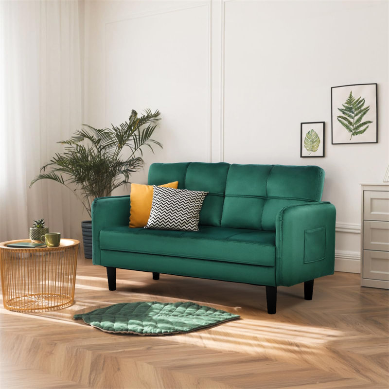 Aayushi 2 Seater Sofa, Green Velvet