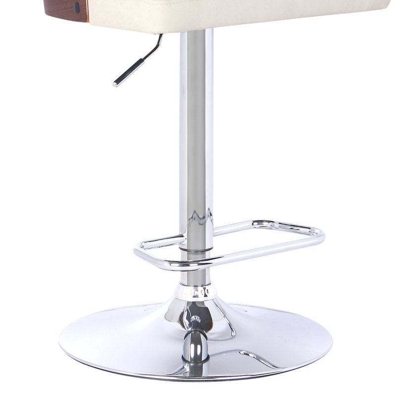 Delphine Swivel Upholstered Adjustable Height Counter Stool with Metal Frame, Walnut/Cream