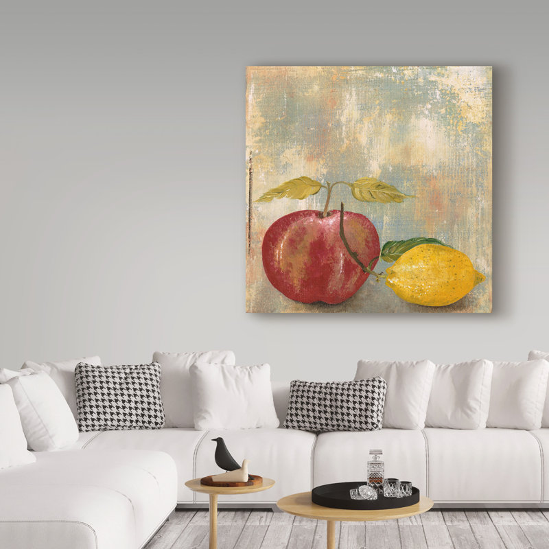 'Fruit Apple Lemon' Acrylic Painting Print on Wrapped Canvas, 14" H x 14" W x 2" D